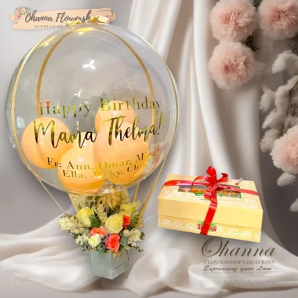 Peachy Bliss Balloon Flower Box