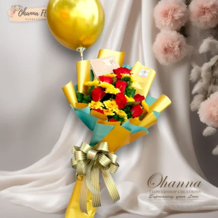 Golden Bliss Bouquet & Balloon